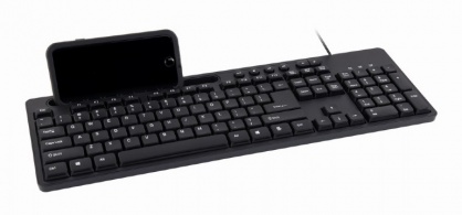 Tastatura USB Negru + stand smartphone, Gembird KB-UM-108