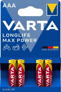 Set 4 buc baterie alcalina AAA/LR3 Longlife Max Power, Varta