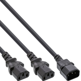 Cablu prelungitor in Y C14 la 2 x C13 3m, InLine IL16657K