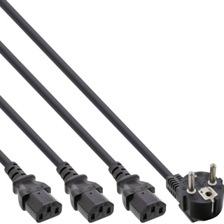 Cablu alimentare Y Schuko la 3 x C13 2m + 1/2/3m, InLine 16653F