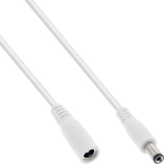 Cablu prelungitor de alimentare DC 5.5x2.1mm T-M 2m Alb, InLine IL26802E