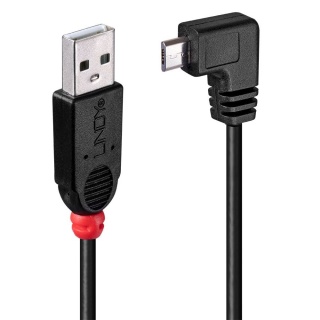 Cablu USB 2.0 la micro USB-B unghi dreapta 2m T-T Negru, Lindy L31977