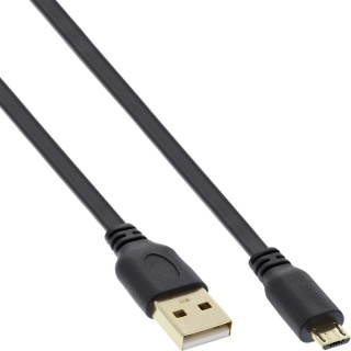 Cablu micro USB 2.0 la USB-A flat 0.3m Negru, InLine IL31703F