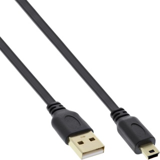 Cablu prelungitor USB 2.0 T-M flat 5m Negru, InLine IL34605F