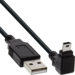 Cablu USB 2.0 la mini USB unghi jos 2m Negru, InLine IL34220