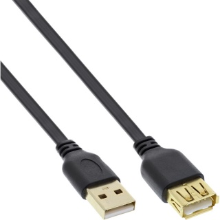Cablu prelungitor USB 2.0 T-M flat 3m Negru, InLine IL34603F