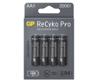 Set 4 buc acumulator ReCyko Pro 2000mAh AA/LR6 1.2V NiMH, GP Batteries GPRHC212B309