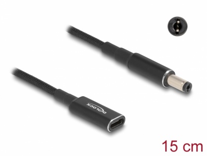 Adaptor de incarcare laptop USB type C la 5.5 x 2.1 mm M-T 0.15m, Delock 60039