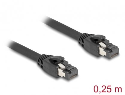 Cablu de retea RJ45 Cat. 8.1 S/FTP LSOH 0.25m Negru, Delock 80231