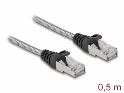 Cablu de retea RJ45 Cat.6A FTP cu izolatie metalica 0.5m Negru, Delock 80107