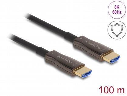 Cablu activ optic HDMI 8K60Hz/4K144Hz cu protectie metalica T-T 100m, Delock 86080