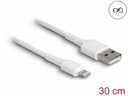 Cablu de incarcare USB-A la iPhone Lightning 0.3m Alb, Delock 87866