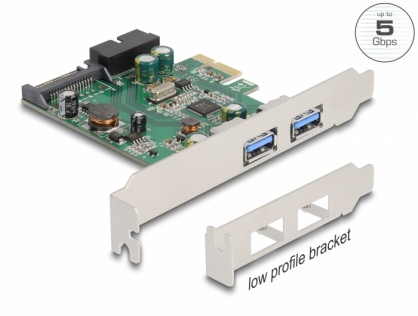 PCI Express la 2 x USB 3.2 Gen1-A + pin header 19 pini LPFF, Delock 90096