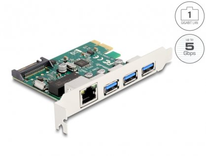 PCI Express la 3 x USB-A 3.1 + 1 x Gigabit LAN, Delock 90105