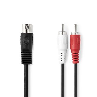 Cablu audio DIN 5 pini la 2 x RCA T-T 1m, Nedis CAGL20200BK10