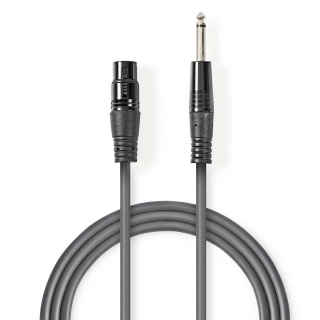 Cablu audio XLR 3 pini la jack 6.35mm M-T 10m, Nedis COTG15120GY100