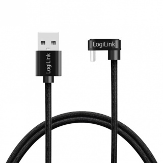 Cablu USB 2.0-A la USB type C drept/unghi 180 grade T-T 3m, Logilink CU0195