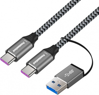 Cablu USB 3.2 Gen2 type C + adaptor USB-A T-T 3A/60W 2m, ku31cq2