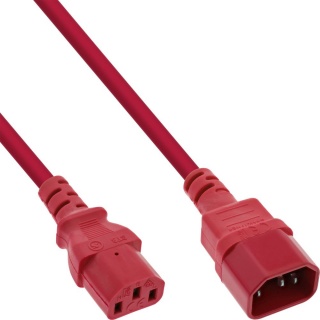 Cablu prelungitor alimentare C13 la C14 0.3m Rosu, Inline IL16503R