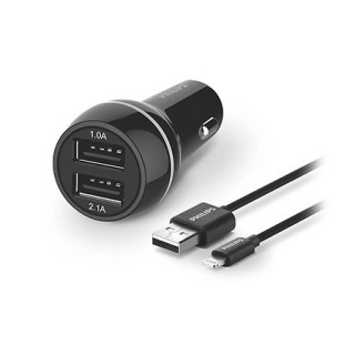 Incarcator auto 2 x USB + cablu Lightning, Philips