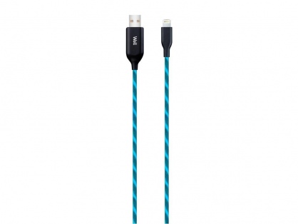 Cablu USB-A la Apple Lightning cu flux de lumina 1m Albastru, CABLE-USB/LIGHT-1BE03-WL