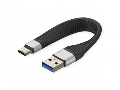 Cablu USB-A 3.2 la type C 11cm silicon Negru, Roline 11.02.9017