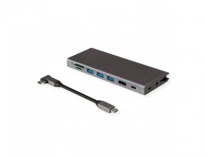Docking station USB type C la HDMI 4K60HZ/3xUSB 3.2-A/USB type C/SD/TF/LAN RJ45/jack 3.5mm + PD, Value 12.99.1138