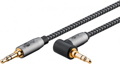 Cablu audio jack stereo 3.5mm drept/unghi 90 grade T-T 0.5m brodat, Goobay Plus G65277
