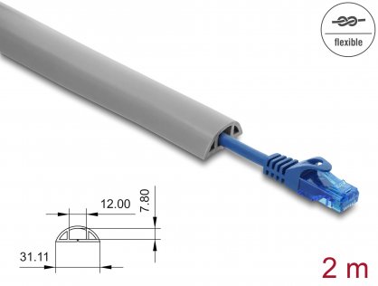 Canal cablu flexibil PVC cu adeziv 30x10 mm - lungime 2m Gri, Delock 20766