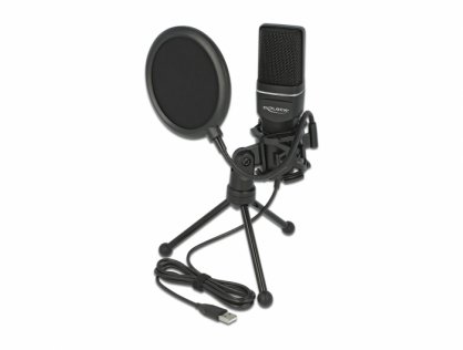 USB Condenser Microphone Set - for Podcasting, Gaming and Vocals, Delock 66331