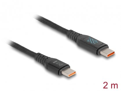 Cablu Fast charging USB 2.0 type C 140W cu indicator LED 1.2m, Delock 88136
