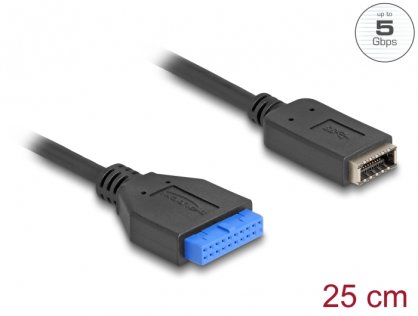 Adaptor pin header 19 pini USB 3.0 la USB Type E Key A M-M 25cm, Delock 65100