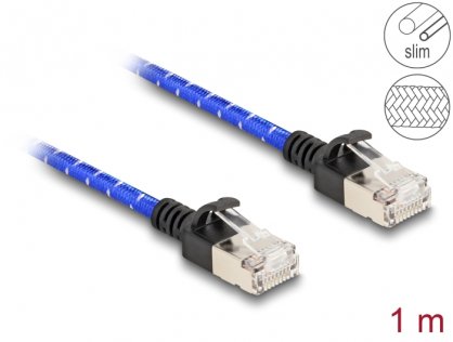 Cablu de retea RJ45 Cat.6A FTP Slim brodat 1m, Delock 80377