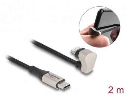 Cablu USB 2.0 type C la iPhone Lightning MFI drept/unghi 180 grade 2m, Delock 80026