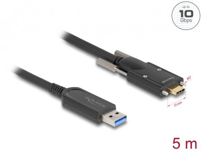 Cablu activ optic USB 3.2 Gen1-A la USB type C cu suruburi T-T 5m, Delock 83200