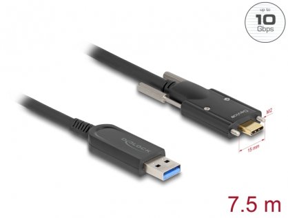 Cablu activ optic USB 3.2 Gen1-A la USB type C cu suruburi T-T 7.5m, Delock 83201