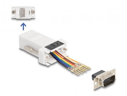 Adaptor Assembly Kit D-Sub 9 pini la RJ45 T-M Alb, Delock 67102