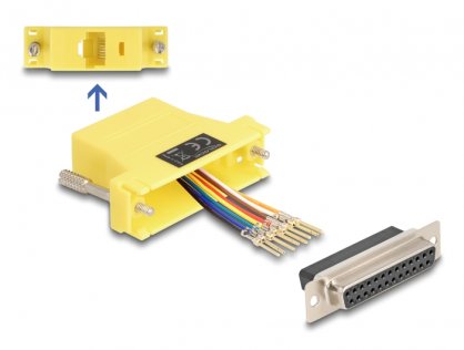 Adaptor Assembly Kit D-Sub 25 pini la RJ45 M-M Galben, Delock 67119