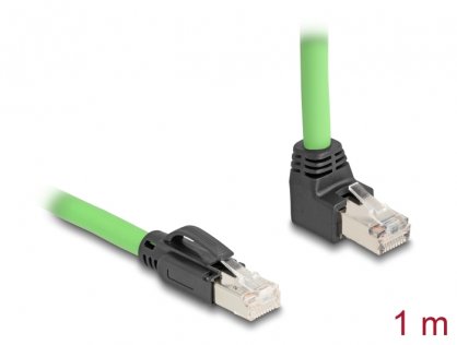 Cablu de retea RJ45 Cat.6A SFTP drept/unghi sus TPU 1m Verde pentru medii industriale, Delock 80892