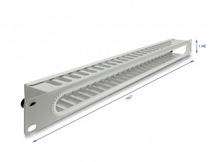 Panou 19" 1U cu organizare cabluri si protectie la margine Gri, Delock 67278