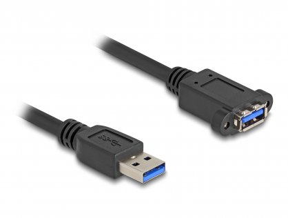 Cablu prelungitor USB 5 Gbps tip A T-M 1m Negru, Delock 80486