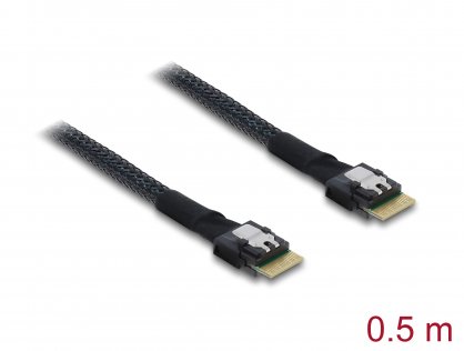 Cablu PCIe 4.0 Slim SAS SFF-8654 4i la Slim SAS SFF-8654 4i 0.5m, Delock 83016