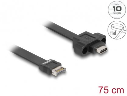 Cablu USB tip E Key A 20 pini la USB Type C panel-mount T-M 75cm, Delock 85760
