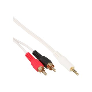 Cablu audio jack stereo 3.5mm la 2 x RCA T-T 3m Alb, InLine IL89939X