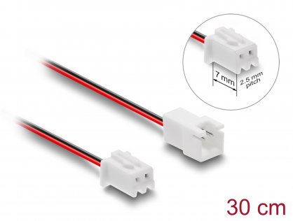 Cablu prelungitor alimentare ventilator JST la 2 pini lungime conector 7mm/pitch 2.5mm T-M 30cm, Delock 90762