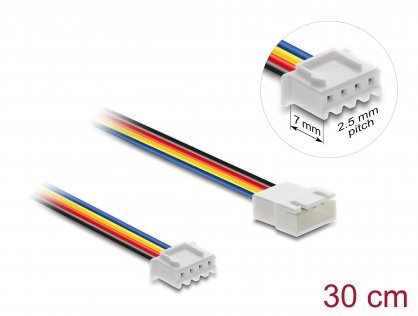 Cablu prelungitor alimentare ventilator JST PWM 4 pini lungime conector 7mm T-M 30cm, Delock 90868