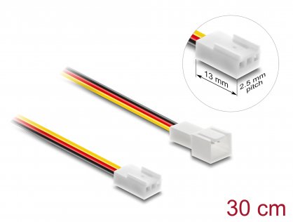 Cablu prelungitor alimentare ventilator 3 pini lungime conector/pitch 2.5mm 13mm T-M 30cm, Delock 90870