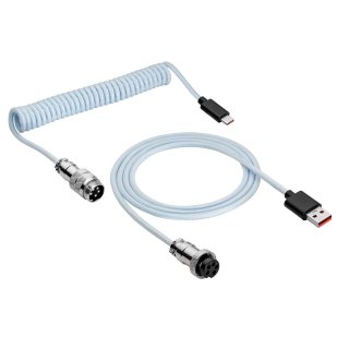 Cablu spiralat USB-A la USB type C GX16 T-T tip Aviator 3m Alb, Akyga AK-USB-48
