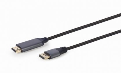 Cablu Displayport la HDMI 4K60Hz T-T 1.8m brodat Negru, Gembird CC-DP-HDMI-4K-6