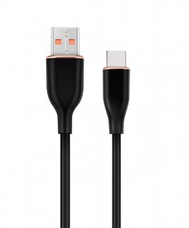 Cablu silicon USB-A 2.0 la USB type C 1.5m Negru, Gembird CC-USB2S-AMCM-1.5M-BK